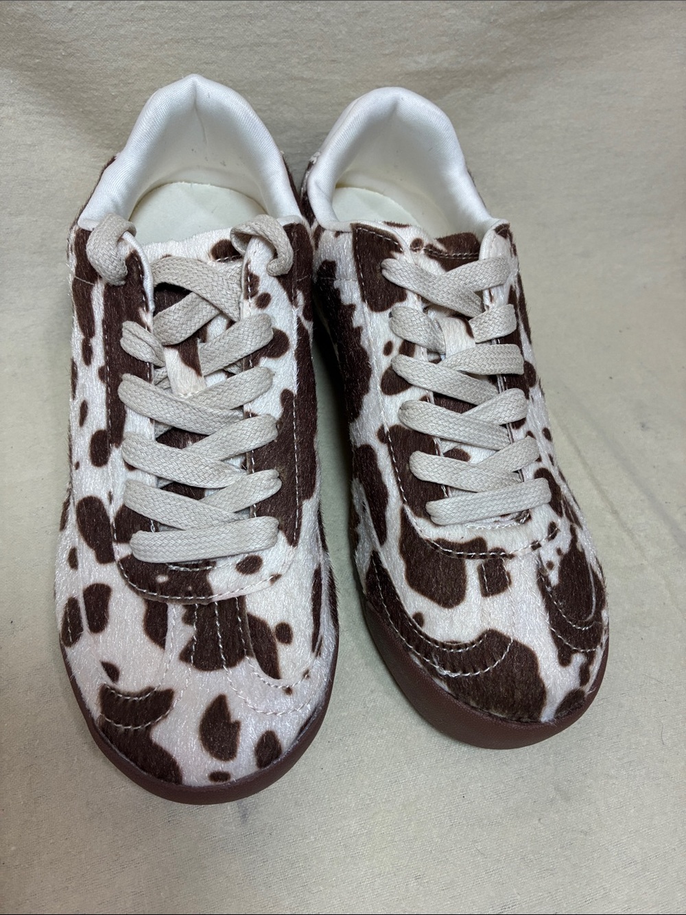 Women’s Cow-Print Brown & White Casual Sneakers